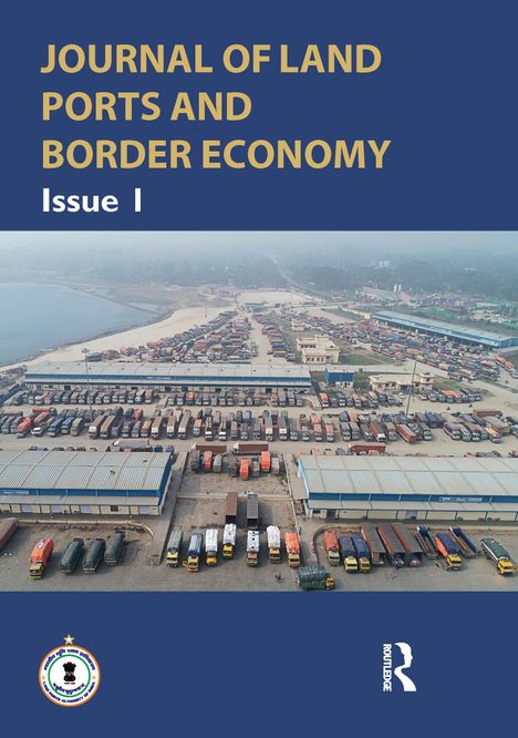 "JOURNAL OF LAND PORTS AND BORDER ECONOMY Issue 1" über einer Ansicht von LKWs und Lagerhallen.