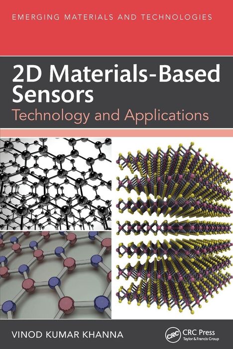 Titel: "2D Materials-Based Sensors: Technology and Applications." Autor: Vinod Kumar Khanna. Molekülillustrationen.
