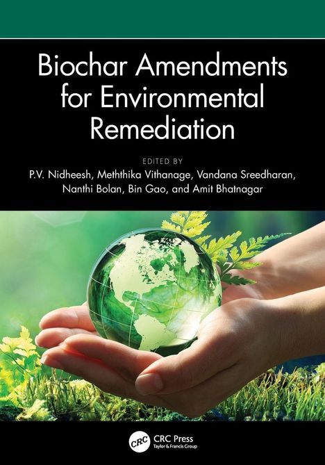 "Biochar Amendments for Environmental Remediation" von P.V. Nidheesh und anderen, Erde in Händen haltend.