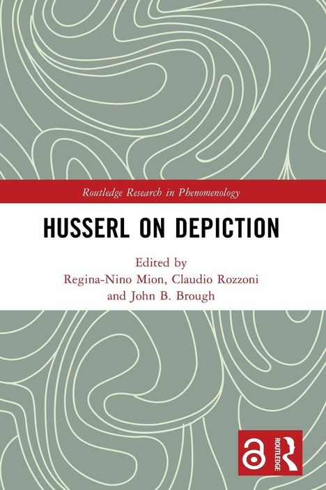 „Husserl on Depiction“, herausgegeben von Regina-Nino Mion, Claudio Rozzoni, John B. Brough. Abstraktes Muster, Logo unten.