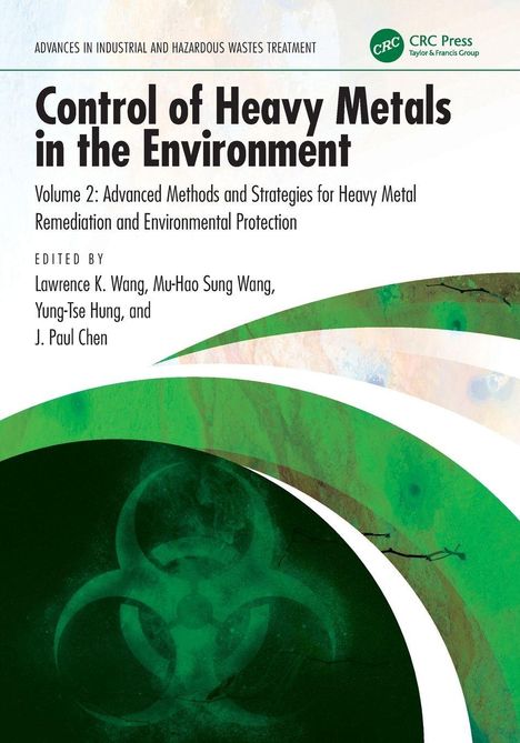 Titel: "Control of Heavy Metals in the Environment". Grünes Design mit Biohazard-Symbol, geschwungene Formen im Hintergrund.