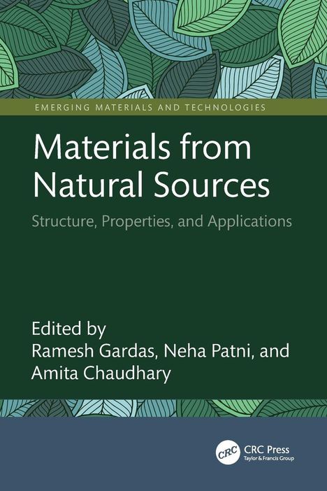 „Materials from Natural Sources“: Struktur, Eigenschaften und Anwendungen. Herausgeber: Ramesh Gardas, Neha Patni, Amita Chaudhary. Blätter-Illustration oben.