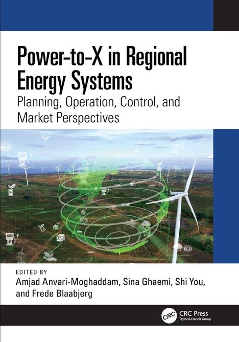„Power-to-X in Regional Energy Systems: Planning, Operation, Control, and Market Perspectives“. Illustration mit Windrädern.