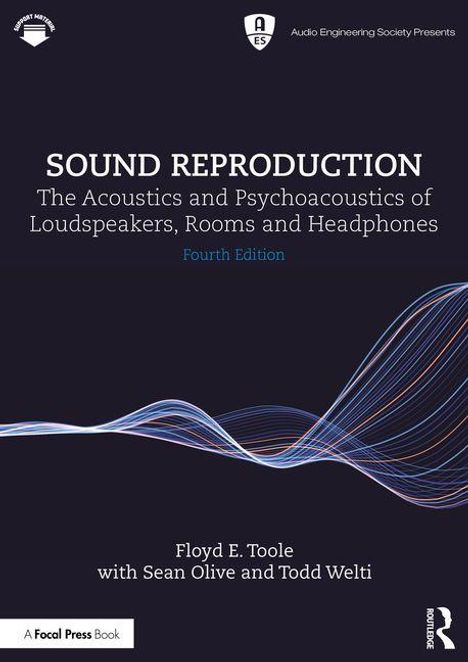 Text: "Sound Reproduction: The Acoustics and Psychoacoustics of Loudspeakers, Rooms and Headphones, Fourth Edition." Darunter wellenartige Linien.