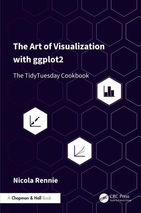 "The Art of Visualization with ggplot2: The TidyTuesday Cookbook" von Nicola Rennie. Hexagonmuster mit Diagrammsymbolen.