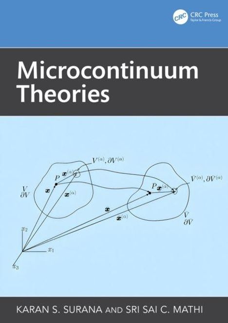 Text: "Microcontinuum Theories", "Karan S. Surana and Sri Sai C. Mathi". Illustrations von mathematischen Diagrammen.