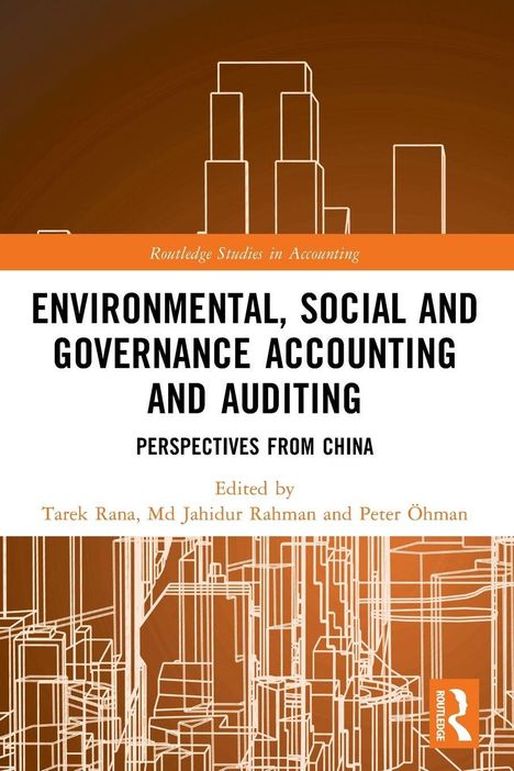 Text: "Environmental, Social and Governance Accounting and Auditing: Perspectives from China." Buchcover in Braun und Weiß.