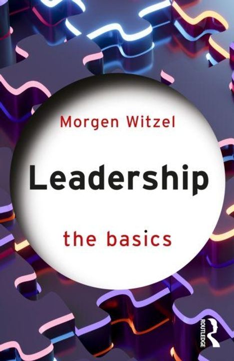 "Morgen Witzel - Leadership the basics." Bunte adäquate Puzzleteile mit Lichteffekten im Hintergrund.