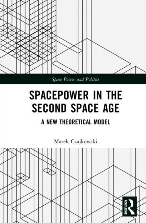 Oben: "Space Power and Politics". Groß: "SPACEPOWER IN THE SECOND SPACE AGE". Unten: "Marek Czajkowski". Linienmuster im Hintergrund.