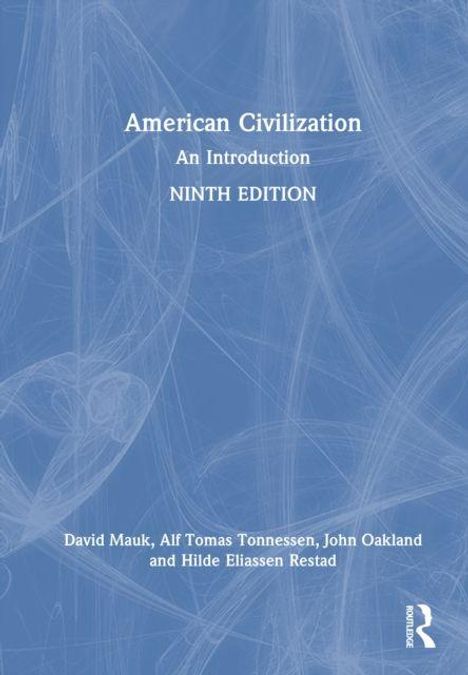 "American Civilization: An Introduction, Ninth Edition" von David Mauk und anderen, blauer Hintergrund mit weißen Linien.