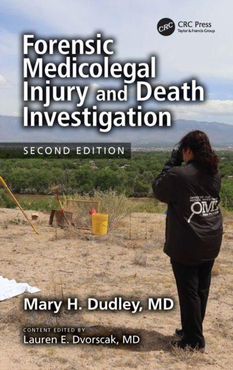 Buchtitel: "Forensic Medicolegal Injury and Death Investigation, Second Edition". Person untersucht Gelände.