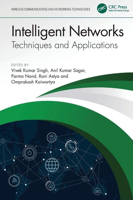 Titel: Intelligent Networks. Editiert von Vivek Kumar Singh u.a. Illustration: Netzwerksymbole auf Weltkarte.