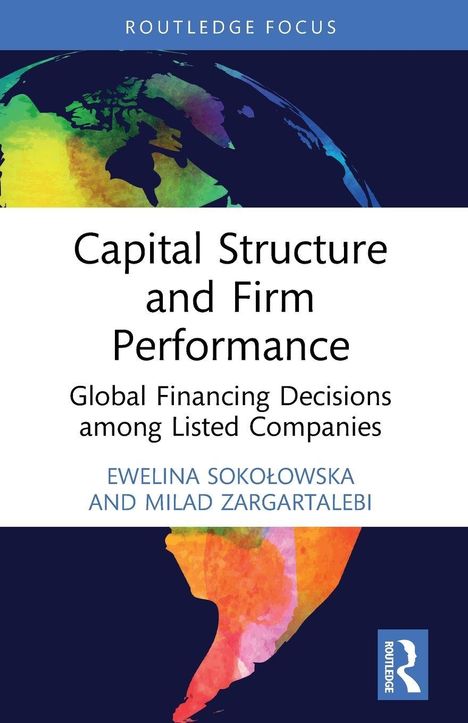 "Capital Structure and Firm Performance" und Autoren. Bunte Weltkarte auf dunklem Grund, blaues Logo rechts unten.