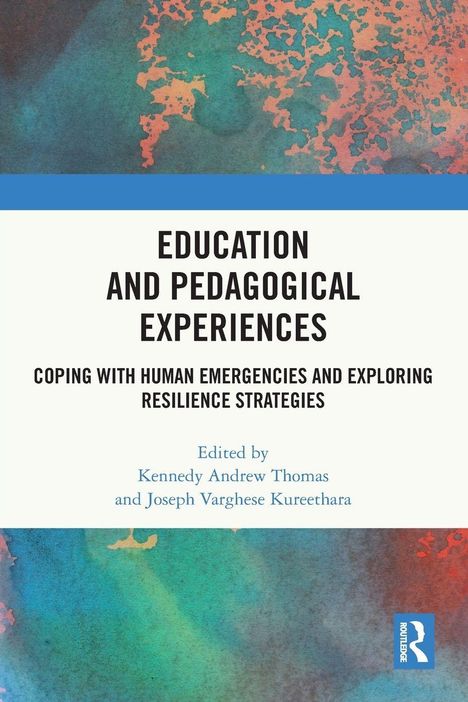 Buchtitel: Education and Pedagogical Experiences. Buntes, abstraktes Design mit blauem Logo unten rechts.
