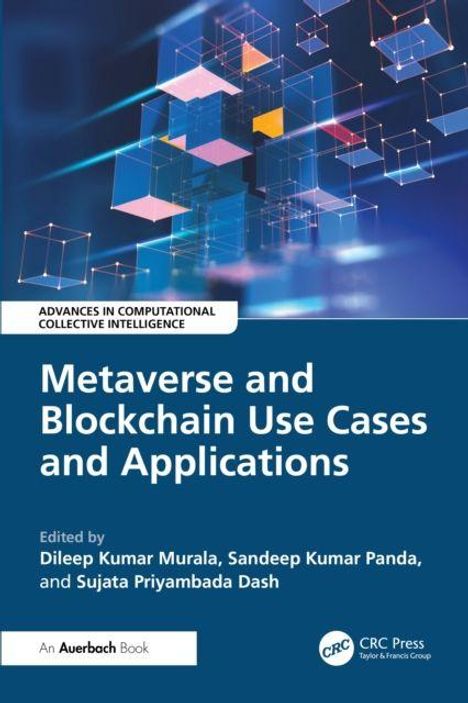 "Metaverse and Blockchain Use Cases and Applications" steht in Großbuchstaben unter einem geometrischen Muster.