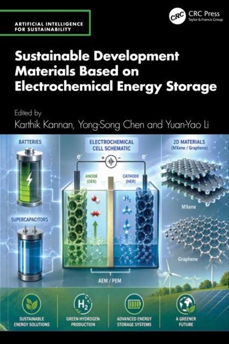 Titel: Sustainable Development Materials Based on Electrochemical Energy Storage. Schemata von Batterien und 2D-Materialien.