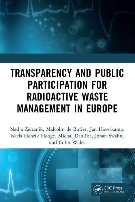 Buchtitel: "Transparency and Public Participation for Radioactive Waste Management in Europe". Blaues, technisches Design.