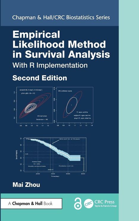 "Empirical Likelihood Method in Survival Analysis, Second Edition, Mai Zhou. Grafiken mit Diagrammen und Logos."