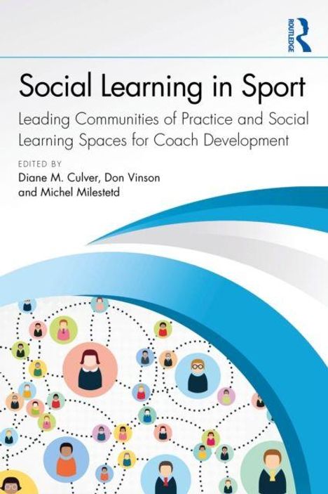 „Social Learning in Sport: Leading Communities of Practice and Social Learning Spaces for Coach Development.“ Unten verbundenen bunte Figuren.