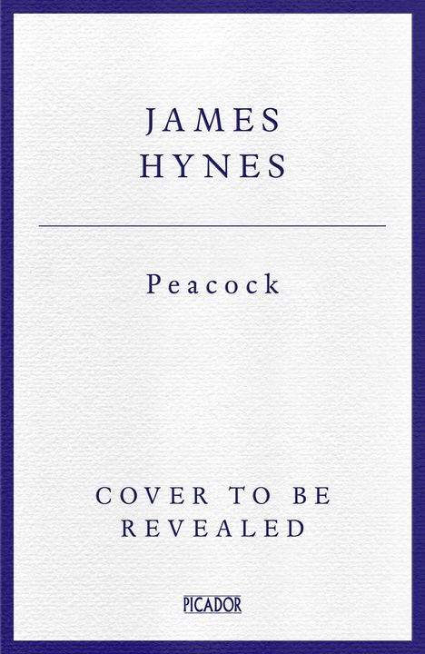 Titel "Peacock", Autor "James Hynes". Lila Pfau mit goldener Umrandung und eine kleine Figur unten.