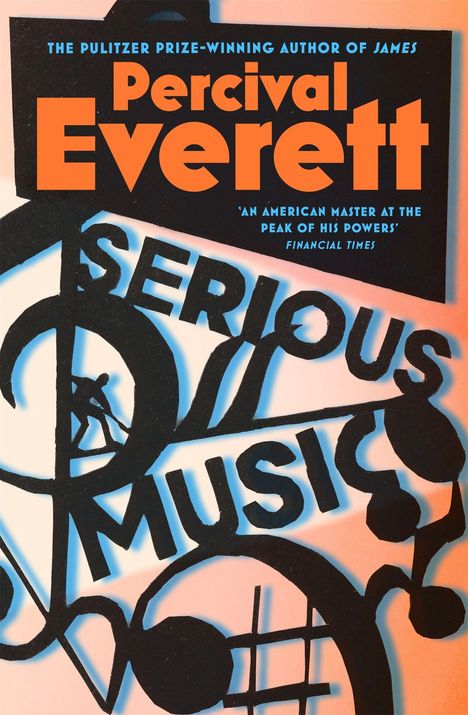 Oben steht "COVER TO BE REVEALED", darunter "Percival Everett", "SERIOUS MUSIC" auf Notenlinien, unten ein Mantle-Logo.