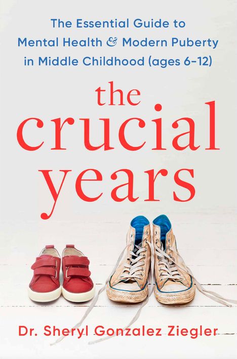 "The Essential Guide to Mental Health & Modern Puberty... the crucial years. Zwei paar Schuhe: Rot und Turnschuhe."