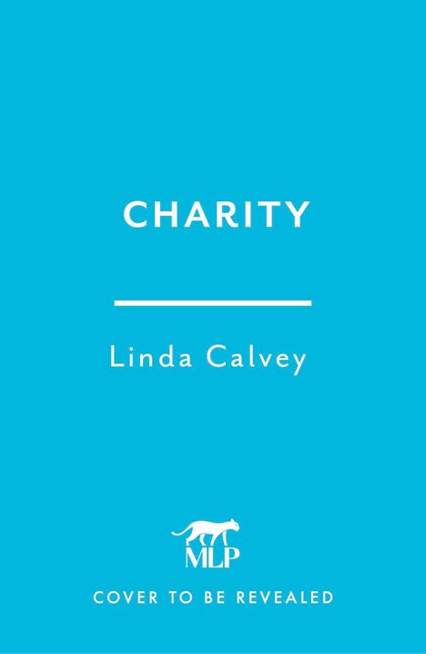 CHARITY von Linda Calvey, darunter ein Logo mit einem Panther. Hintergrund in kräftigem Türkis.