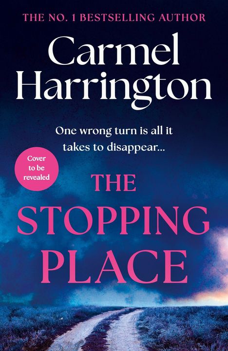 Covertext: "THE NO. 1 BESTSELLING AUTHOR", "Carmel Harrington", "One wrong turn is all it takes to disappear...", "THE STOPPING PLACE". Ein Pfad führt durch eine neblige Landschaft.