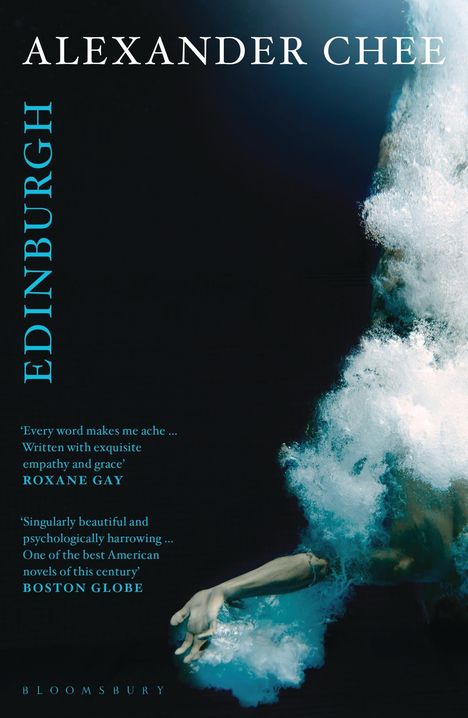 "EDINBURGH" steht auf der Seite. Zitate von Roxane Gay und Boston Globe preisen das Buch. Verschwommenes Unterwasserbild.