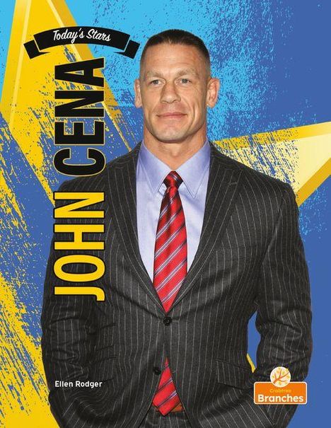 Text: "JOHN CENA", "Today's Stars", "Ellen Rodger". Ein Mann im Anzug vor einem bunten Hintergrund mit Stern. 