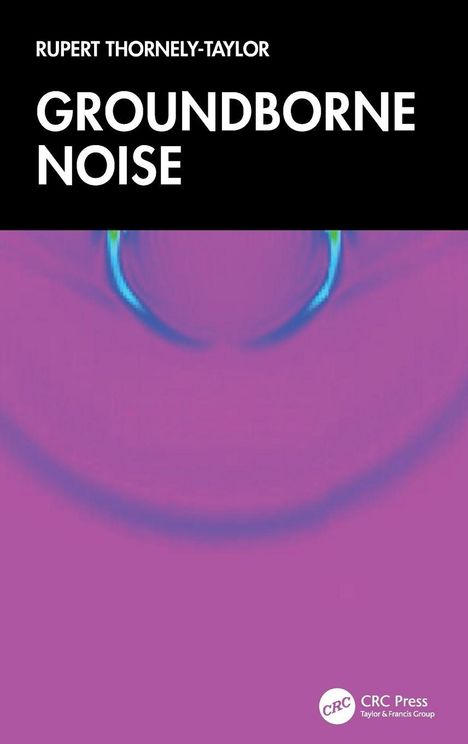 "GROUND BORNE NOISE" von Rupert Thornely-Taylor. Illustration in Lila mit geschwungenen blauen Linien.