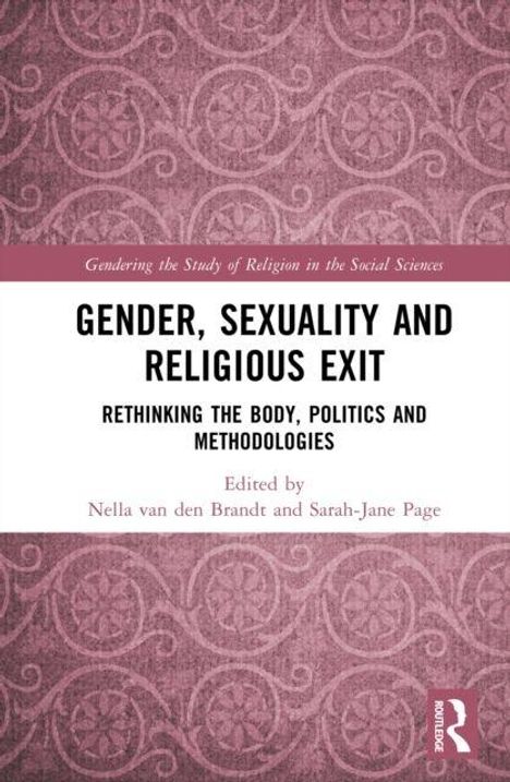 Buchtitel: "Gender, Sexuality and Religious Exit". Herausgeber: Nella van den Brandt, Sarah-Jane Page. Rosa, gemustertes Design.