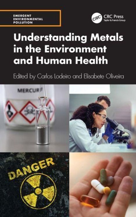 Titel: "Understanding Metals in the Environment and Human Health". 
Bilder: Reagenzglas, Forscher, Chemikalien, Gefahrensymbol.