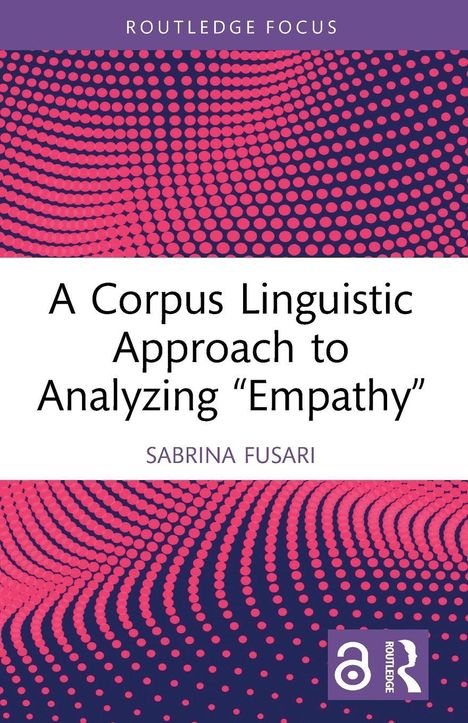 „A Corpus Linguistic Approach to Analyzing ‘Empathy’, Sabrina Fusari“ mit pink-violettem Muster.