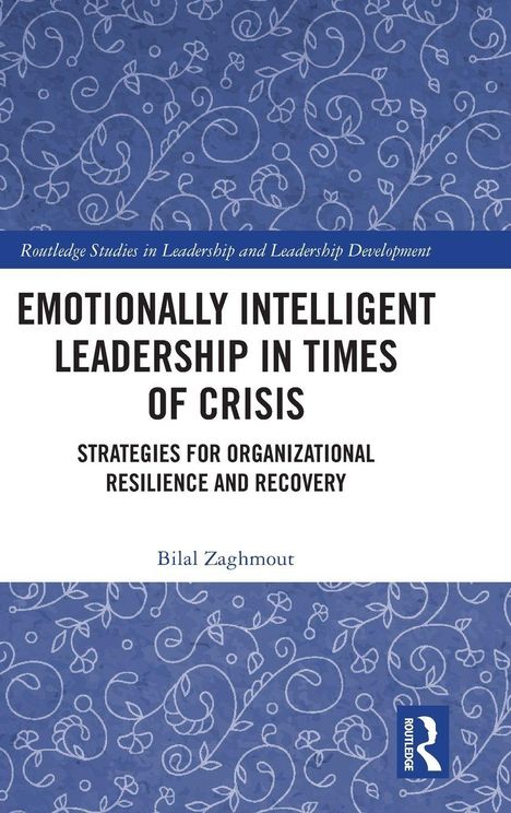 Titel: Emotionally Intelligent Leadership in Times of Crisis. Blaues florales Muster mit weißem Hintergrund.
