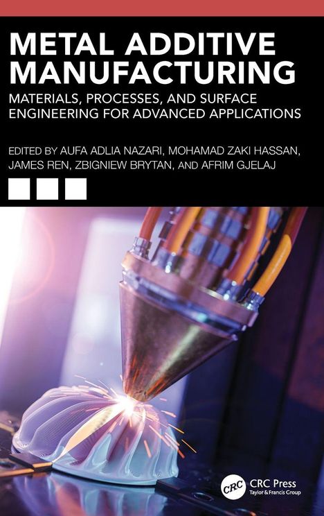 "METAL ADDITIVE MANUFACTURING" in großen Buchstaben, darunter ein Bild von einem Laserdruckvorgang auf Metall.