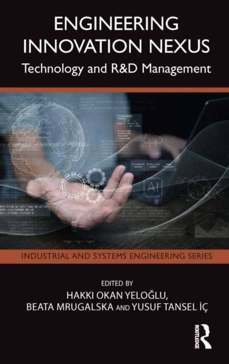 Titel: "Engineering Innovation Nexus" mit technischer Grafiken einer Hand und digitalen Elementen in der Mitte.