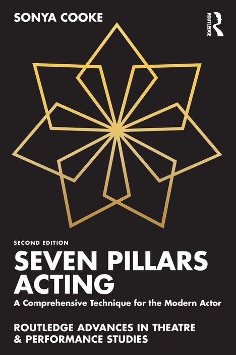 SONYA COOKE, SEVEN PILLARS ACTING. Zweite Ausgabe. Illustration eines stilisierten, mehrzackigen Sterns in Gold.