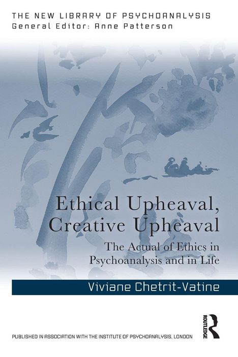 Buchtitel: "Ethical Upheaval, Creative Upheaval" von Viviane Chetrit-Vatine, blau-graue abstrakte Illustration im Hintergrund.