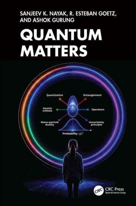 "QUANTUM MATTERS" von Sanjeev K. Nayak, R. Esteban Goetz, Ashok Gurung. Eine Person vor bunten Kreisen und Diagrammen.