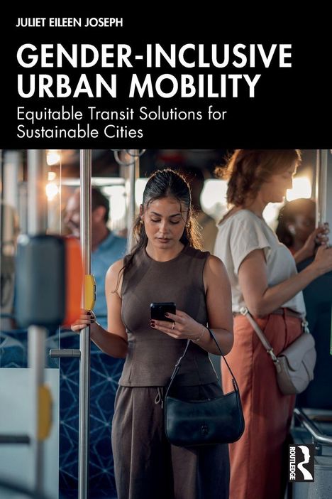 „Gender-Inclusive Urban Mobility“ von Juliet Eileen Joseph. Menschen stehen in öffentlichem Verkehrsmittel.