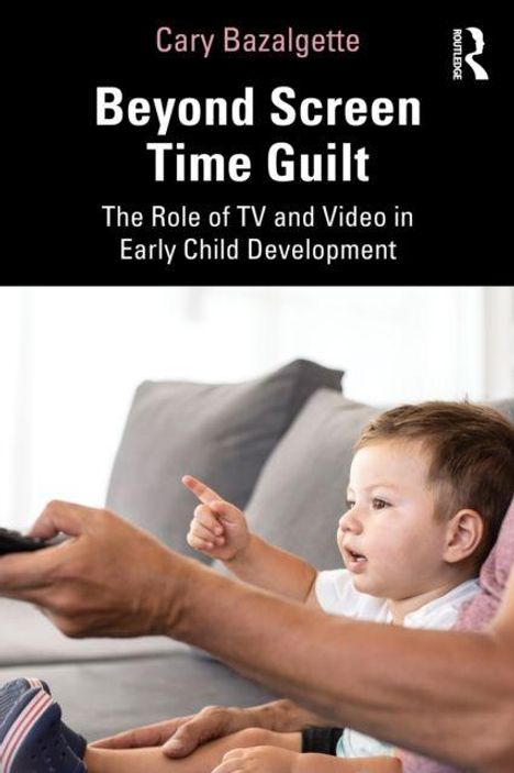 „Beyond Screen Time Guilt: The Role of TV and Video in Early Child Development“. Kleinkind zeigt auf einen Fernseher.