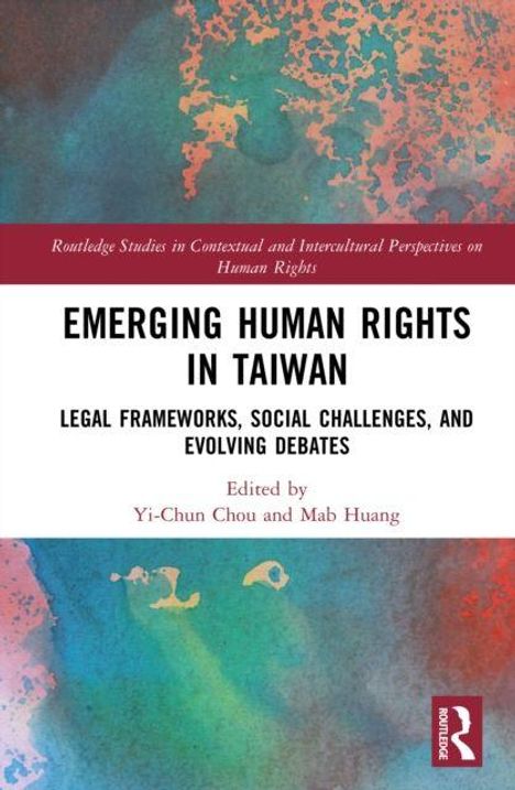 "Emerging Human Rights in Taiwan" mit buntem abstrakten Hintergrund und Routledge-Logo.