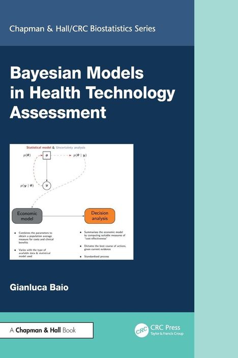 "BAYESIAN MODELS IN HEALTH TECHNOLOGY ASSESSMENT" beschreibt den Titel eines Buches. Darunter eine grafische Darstellung.