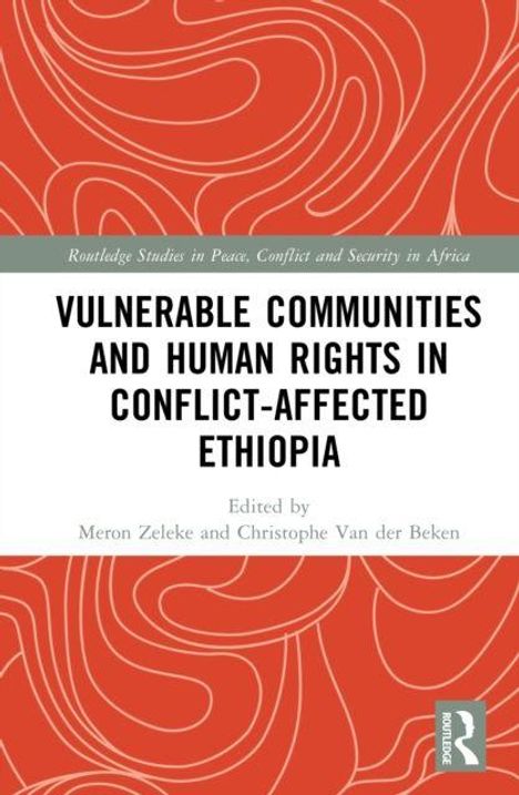 Titel: "VULNERABLE COMMUNITIES AND HUMAN RIGHTS IN CONFLICT-AFFECTED ETHIOPIA". Rotes, kurviges Muster.