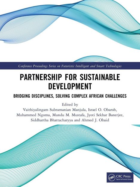 "PARTNERSHIP FOR SUSTAINABLE DEVELOPMENT: BRIDGING DISCIPLINES, SOLVING COMPLEX AFRICAN CHALLENGES" oben blaue Wellenlinien.