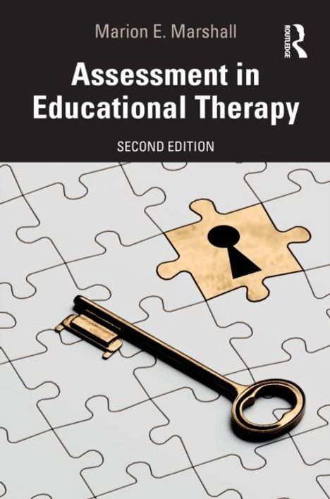 "Assessment in Educational Therapy, Second Edition. Marion E. Marshall." Ein Schlüsselloch-Puzzle mit einem goldenen Schlüssel.