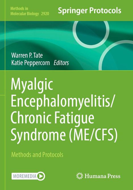 "Myalgic Encephalomyelitis/Chronic Fatigue Syndrome (ME/CFS) Methods and Protocols" steht auf grünem Hintergrund.