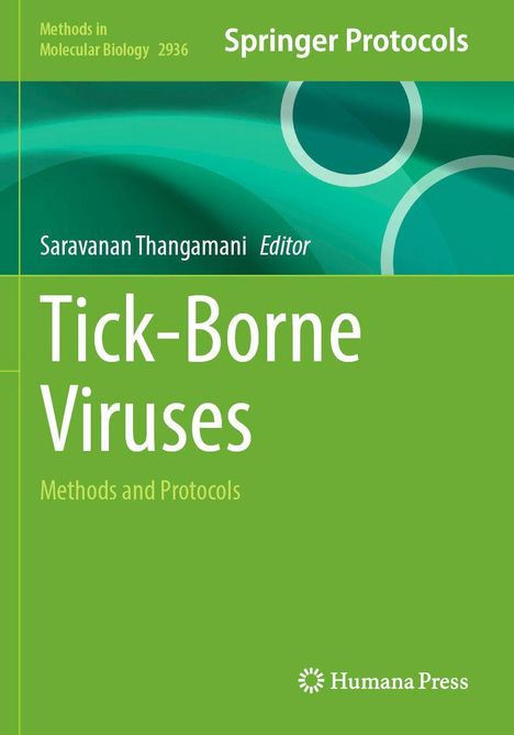 "Tick-Borne Viruses: Methods and Protocols". Grüner Hintergrund mit Kreismuster. Logo von Humana Press unten.