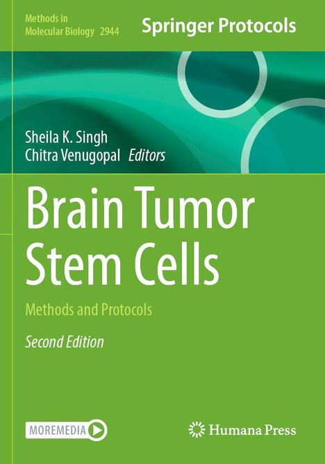 "Brain Tumor Stem Cells: Methods and Protocols, Second Edition". Grüntöne, Kreisformen, Springer- und Humana-Logos.